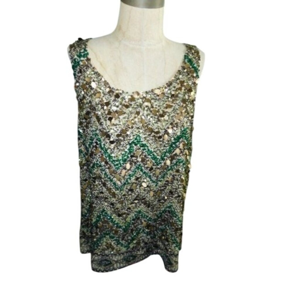 Calypso Size L Large Scoop Neck Sequin Elegant Top Dressy